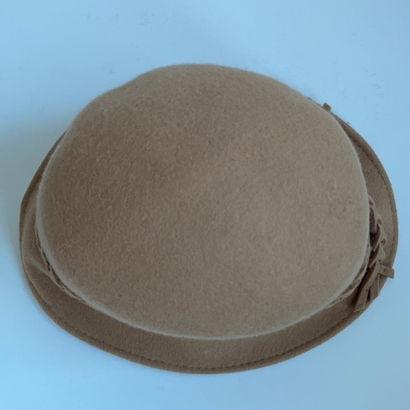 100% wool winter camel bucket hat w braided trim main image 9